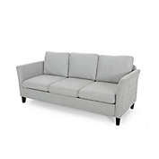 Contemporary Home Living 75" Smoke Gray and Dark Brown Traditional Sofa with Tufted High Armrests