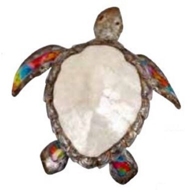 Multi Color White Elegance Turtle Metal Wall Decoration 15 x 15 x 3.5 Inch. View a larger version of this product image.