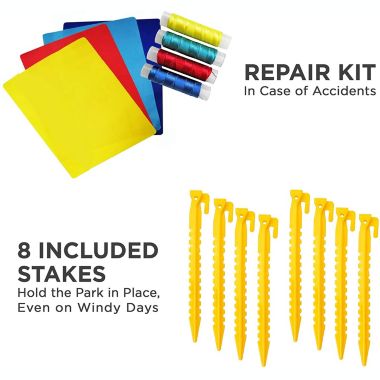 Sunny & Fun Deluxe Inflatable Water Triple Slide Park - Heavy-Duty Nylon Bouncy Station for Outdoor Fun - Climbing Wall, 3 Slides & Splash Pool - Easy to Set Up & Inflate with Included Air Pump & Carrying Case. View a larger version of this product image.