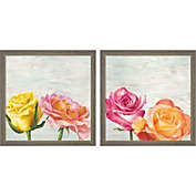 Great Art Now Funky Roses by Jenny Thomlinson 13-Inch x 13-Inch Framed Wall Art (Set of 2)