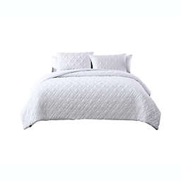 The Nesting Company Larch 3 Piece Comforter Set - Queen - White