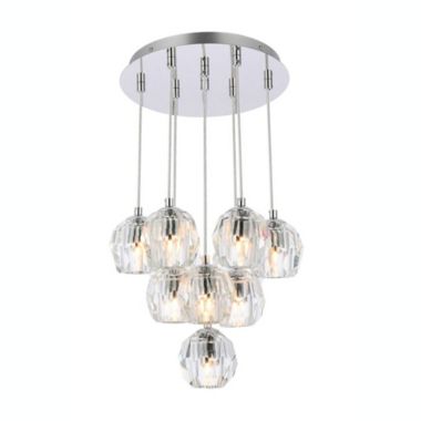 Elegant Lighting Luxurious Eren Adjustable Hanging 10 Lights Pendant for Living Room, Kitchen, Bedroom & Hallway, Chrome. View a larger version of this product image.