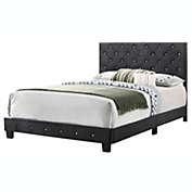 Passion Furniture Wooden Suffolk Black Full Panel Bed with Slat Support