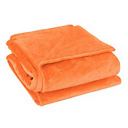 PiccoCasa Flannel Fleece Blanket for Couch and Bed, Soft Lightweight Plush Microfiber Bed or Couch Blanket Throws for Sofa, Orange Twin