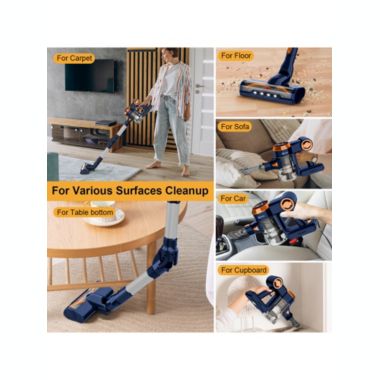 Nicebay 25Kpa Brushless Motor Stick Cordless Vacuum Cleaner with LED Smart Induction auto-adjustment, 4 in 1 lightweight feature for Hardwood Floors and Carpet. View a larger version of this product image.