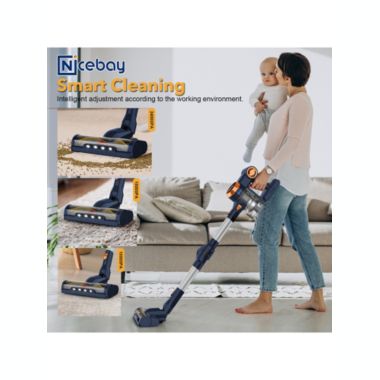 Nicebay 25Kpa Brushless Motor Stick Cordless Vacuum Cleaner with LED Smart Induction auto-adjustment, 4 in 1 lightweight feature for Hardwood Floors and Carpet. View a larger version of this product image.