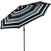 Sunnydaze Outdoor Aluminum Patio Umbrella with Solar Lights, Tilt, and Crank - 9&#39; - Catalina Beach Stripe