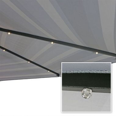 Sunnydaze Outdoor Aluminum Patio Umbrella with Solar Lights, Tilt, and Crank - 9&#39; - Catalina Beach Stripe. View a larger version of this product image.