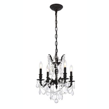 Elegant Lighting Rosalia 4 light Dark Bronze Pendant Clear Royal Cut Crystal. View a larger version of this product image.