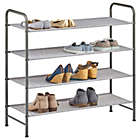 Alternate image 2 for mDesign Metal and Polyester 4 Tier Shoe Storage Organizer Rack - Graphite/Gray