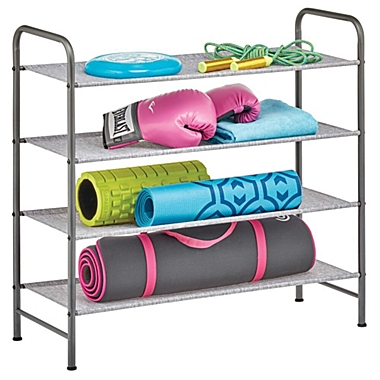 mDesign Metal and Polyester 4 Tier Shoe Storage Organizer Rack - Graphite/Gray. View a larger version of this product image.