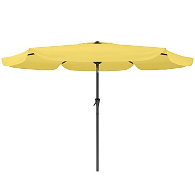 CorLiving  Round Tilting Patio Umbrella, Yellow. View a larger version of this product image.