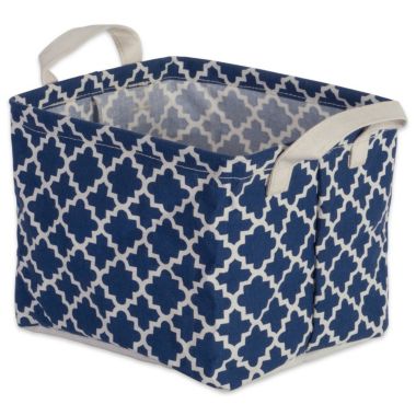 DII Pe Coated Cotton/Poly Laundry Bin Lattice Nautical Blue Rectangle Asst Small Set/3. View a larger version of this product image.