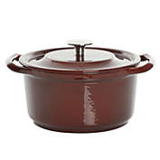 Kenmore Elite Oak Park 3 Quart Enameled Cast Iron Casserole with Lid and Glass Steamer in Burgundy