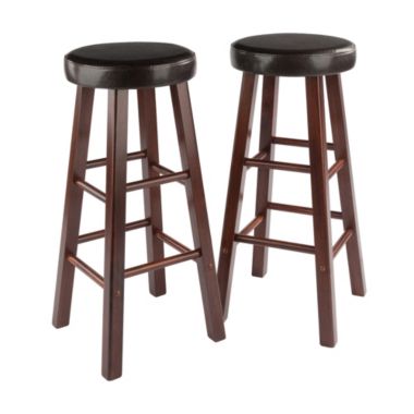 Winsome Maria Cushioned Bar Stool, 2-Pc Set, Espresso & Walnut. View a larger version of this product image.