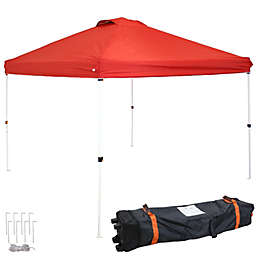 12'x12' Pop Up Canopy Tent Outdoor Wedding Party Shelter with Rolling Bag Red