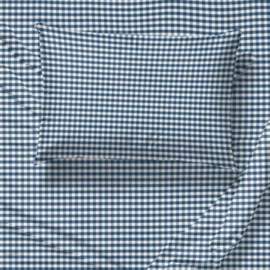 Saturday Park Dark Blue Gingham Sheet Set. View a larger version of this product image.