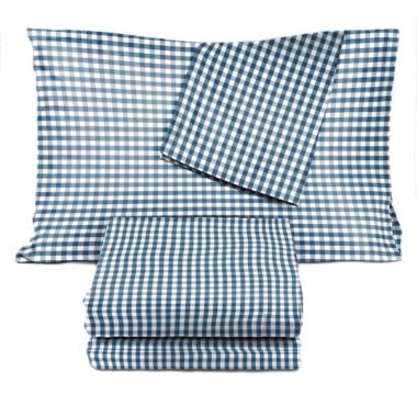 Saturday Park Dark Blue Gingham Sheet Set. View a larger version of this product image.