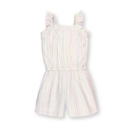 Hope & Henry Girls' Ruffle Pull On Romper (Rainbow Pencil Stripe, 4)