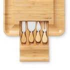 Alternate image 3 for Casafield Organic Bamboo Cheese Cutting Board & Knife Gift Set - Wooden Serving Tray for Charcuterie Meat Platter, Fruit & Crackers - Slide Out Drawer with 4 Stainless Steel Knives