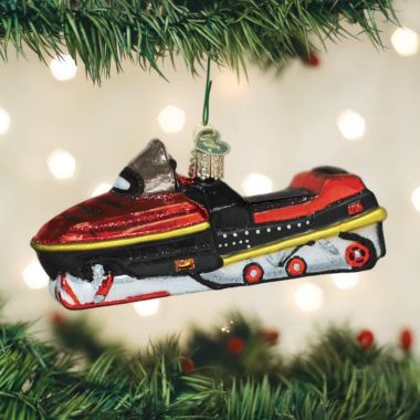 Old World Christmas Glass Blown Ornament, (#46074) Snowmobile, 4.75". View a larger version of this product image.