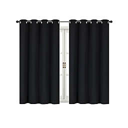 Kate Aurora 100% Thermal Blackout Bath & Kitchen Window Curtains - 50 in. W x 45 in. L, Black