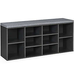 Gymax Entryway Padded Shoe Storage Bench 10-Cube Organizer Bench Adjustable
