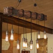 Infinity Merch Chandelier Rustic Island Ceiling Light Fixture 10-Head Brown