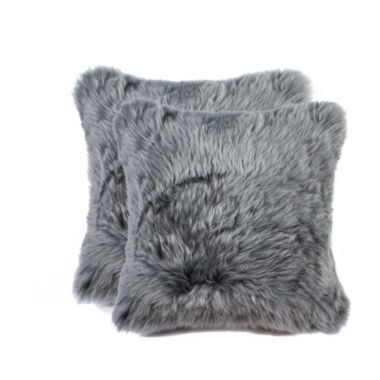 HomeRoots Home Decor. 18 x 18 x 5 Gray Sheepskin Pillow 2 Pack.. View a larger version of this product image.