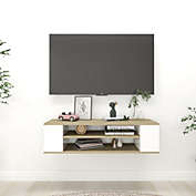 vidaXL Hanging TV Cabinet White and Sonoma Oak 39.4"x11.8"x10.4" Engineered Wood