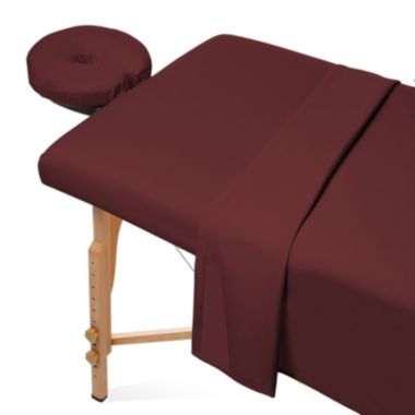 Saloniture 3-Piece Flannel Massage Table Sheet Set - Soft Cotton Facial Bed Cover - Includes Flat and Fitted Sheets with Face Cradle Cover. View a larger version of this product image.