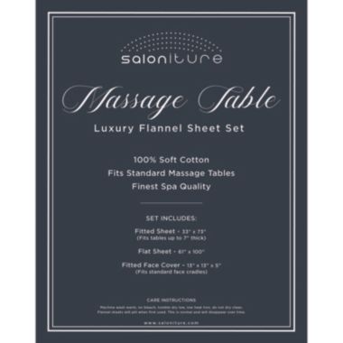 Saloniture 3-Piece Flannel Massage Table Sheet Set - Soft Cotton Facial Bed Cover - Includes Flat and Fitted Sheets with Face Cradle Cover. View a larger version of this product image.