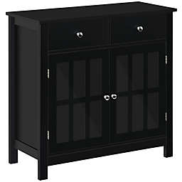 HOMCOM Sideboard Buffet Cabinet, Storage Serving Cabinet with Glass Doors, and Drawers for Kitchen, Black