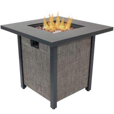Sunnydaze Kleifar Modern Smokeless Square Metal Propane Fire Pit with Rafa Fabric Sides - 25.25" H. View a larger version of this product image.