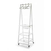 Metal Rolling Clothes Rack, White, URBAN