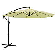 Sunnydaze Outdoor Steel Cantilever Offset Patio Umbrella with Air Vent, Crank, and Base - 9&#39; - Pale Buttercup