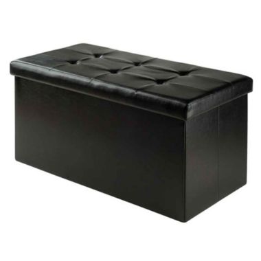 Winsome Ashford Living Room Ottoman with Storage Faux Leather - Black. View a larger version of this product image.
