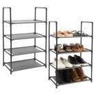 Alternate image 0 for Juvale 2 Pack Black 4-Tier Narrow Shoe Rack for Entryway, Metal Free Standing Shelf Organizer for Closet (17 x 11 x 30 In)