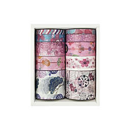 Wrapables Decorative Washi Tape Box Set (10 Rolls) / Pink & Purple Posies