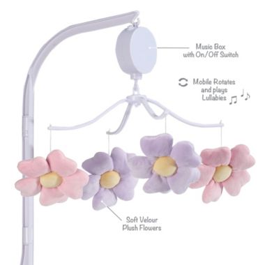 Bedtime Originals Lavender Floral Musical Baby Crib Mobile Soother Toy. View a larger version of this product image.