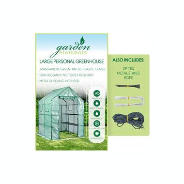Garden Elements Personal Plastic Indoor/Outdoor Standing Greenhouse For Seed Starting and Propagation, Frost Protection (Green, Large, 77in x 56in x 56in). View a larger version of this product image.