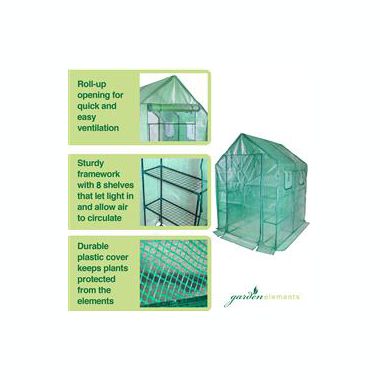 Garden Elements Personal Plastic Indoor/Outdoor Standing Greenhouse For Seed Starting and Propagation, Frost Protection (Green, Large, 77in x 56in x 56in). View a larger version of this product image.