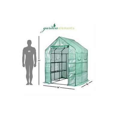 Garden Elements Personal Plastic Indoor/Outdoor Standing Greenhouse For Seed Starting and Propagation, Frost Protection (Green, Large, 77in x 56in x 56in). View a larger version of this product image.