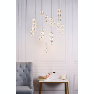 Elegant Lighting Polaris LED light Chrome Pendant Clear Crystal. View a larger version of this product image.