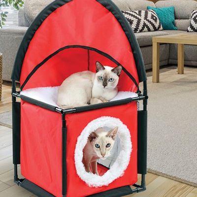 Large, Red Pet Nest & Sofa Bed Ancous Portable Foldable Dog Cat Rabbit House and Soft removable mattress 3 Size