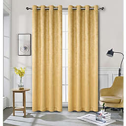 Kate Aurora Modern Art Contemporary 2 Pack Light Filtering Grommet Top Curtains - Gold