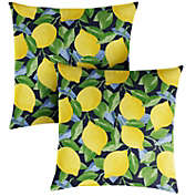 Outdoor Living and Style Set of 2 Vibrant Yellow Lemons Comfortable Indoor and Outdoor Square Throw Pillows, 18"