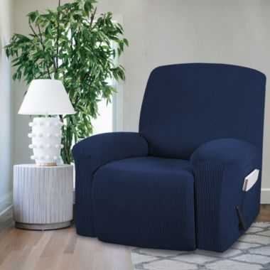 Recliner Stretch Sofa Slipcover Sofa Cover 1 Piece Furniture Protector, Navy. View a larger version of this product image.