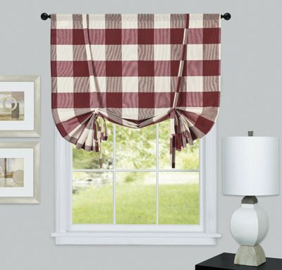 Farmhouse With Bows,42”W x15"L Black and White Buffalo Check Curtain Valance 