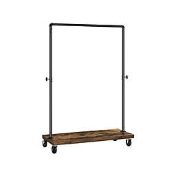 VASAGLE Clothes Rack, Heavy Duty Clothing Rack, Industrial Pipe Style Rolling Garment Rack with Shelf, for Bedroom, Laundry Room, Retail Store, Rustic Brown and Black